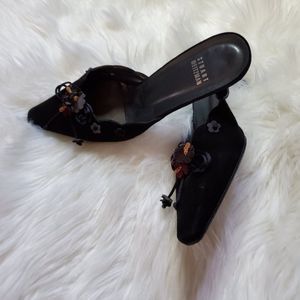 Stuart Weitzman Suede Embellished Mules 7.5